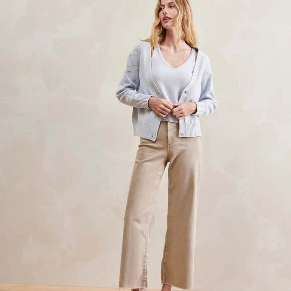 Wvn Sweaters - WVN Organic Cotton Hudson Cardigan Light Gray Blue Purple Large Minimalism Basic